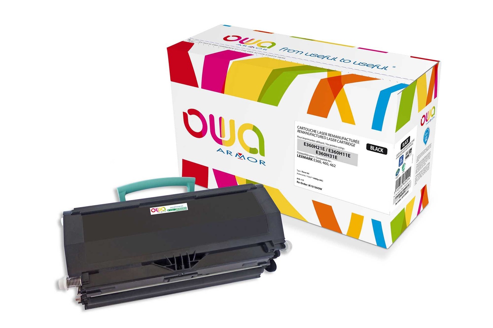 Toner laser Lexmark E360H noir ARMOR OWA pour le télétravail et la gestion de bureau