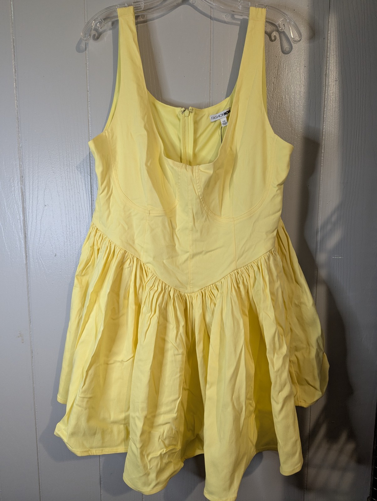 Fashion Nova Yellow Valentine twill mini dress Fairy babydoll 2X princess NWT