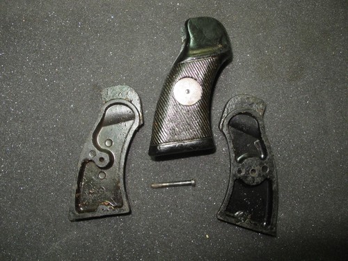 British Enfield Revolver No.2 Grips Bakelite MKIII Side Stock 1942 shaved top - Foto 2 di 5