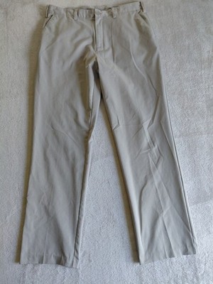 Adidas Pants Mens Size 34x32 Beige Flat Front Performance Golf Casual