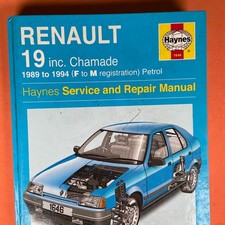 Haynes Renault 19 inc Chamade (1989-1994) Petrol Repair Manual #1646 no rips