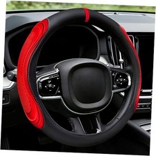Steering Wheel Cover - Red Leather Steering Wheel Wrap Great Grip with rgj-red