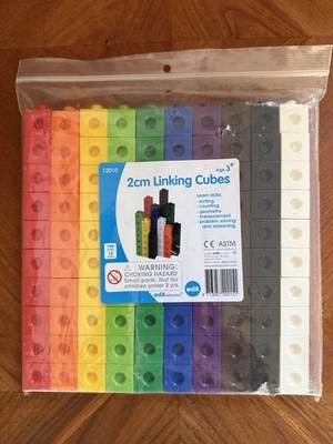 edxeducation 2 cm Linking Cubes Set of 100 Counting Color Sorting Math Blocks