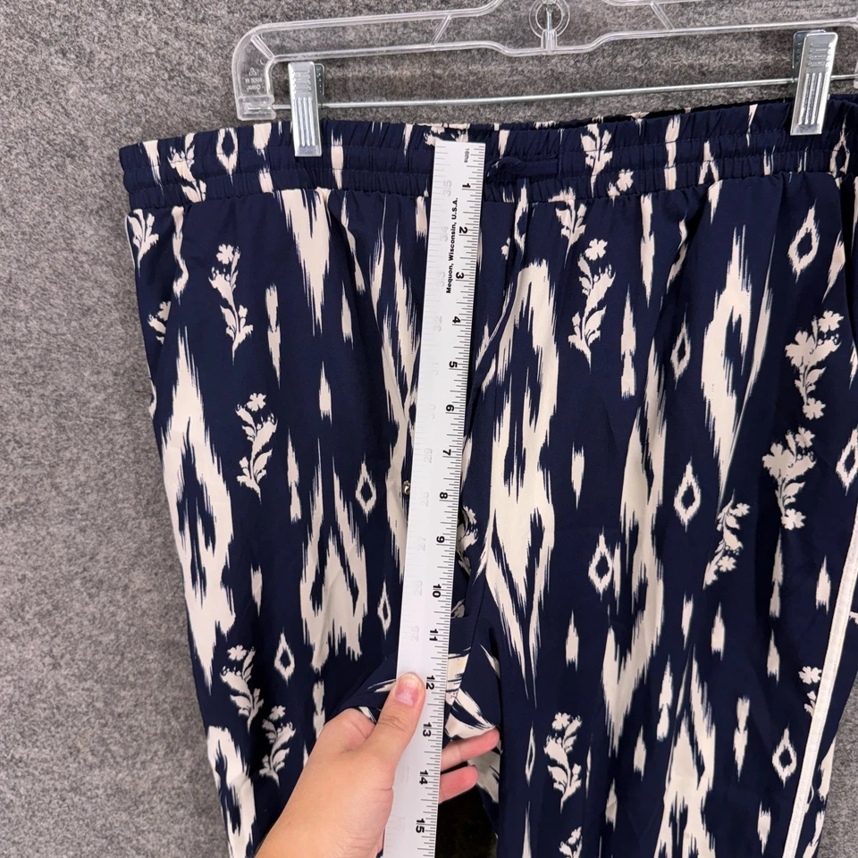 Calça Xhilaration Feminina L Grande Azul Geométrica Cintura Alta Skinny Chino Frente Plana - Imagem 4 de 4