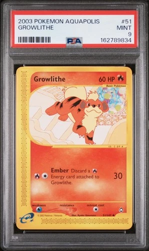 Pokemon Growlithe Aquapolis 51/147 PSA 9 Mint
