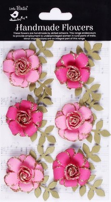 Little Birdie Pixie Rose Papierblumen 6/Pkg - Edelrosa - CR93004