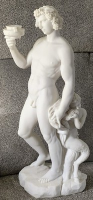 FINAL SALE! 21  BACCHUS RESIN FULL FIGURE/STATUE w/ SATYR & KANTHAROS/RARE
