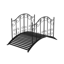 VINGLI Garden Bridge Metal Yard Arch Path Bridge with Patterned Guardrails, O...