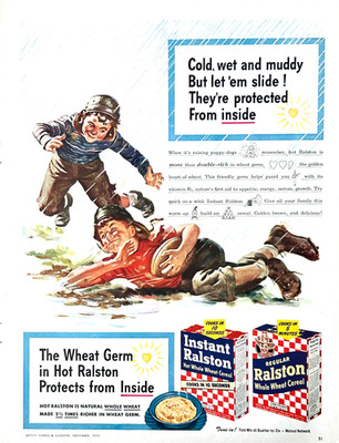 1945 Ad Ralston Purina Co Hot Whole Wheat Crereal Instant Regular 9 3/4 X 12 1/2