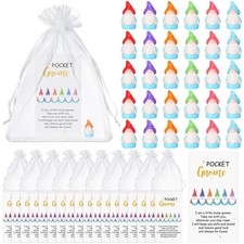 30 Sets Mini Resin Gnome Charms with Story Cards & Organza Bags - Good Luck Gift
