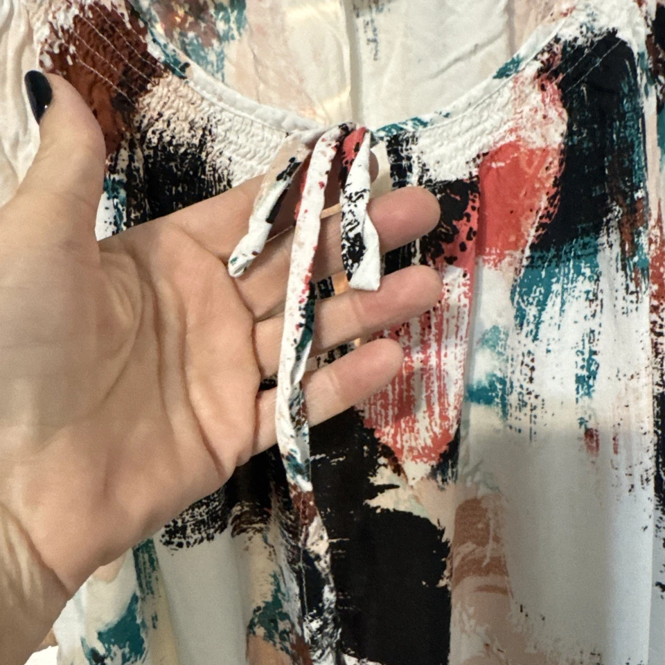 Vestido Mujer Extra Grande Estampado Pintado Manga Corta Casa Verano Foto 4 de 4