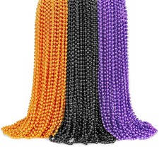 SHAOQINLIN 144PCS Halloween Bead Necklace, Purple Black Orange Bead Necklaces, 3