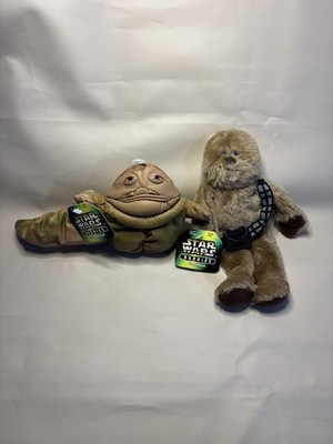 Vintage 1997 Kenner Star Wars Buddies Jabba the Hut & Chewbacca Beanie Plush