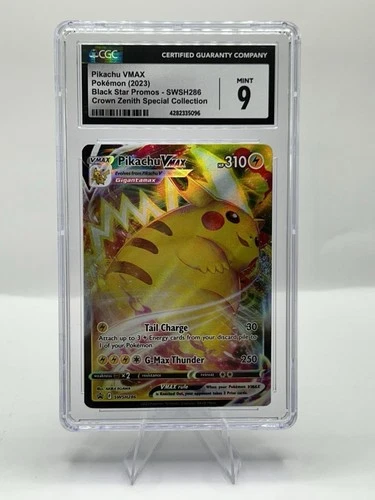 Pokémon Pikachu VMAX CGC 9 SWSH286 Crown Zenith Promo Holo Black Star