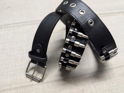 vintage Y2K buckle belt GUN SHELLS black 36 punk goth AMMO hot
