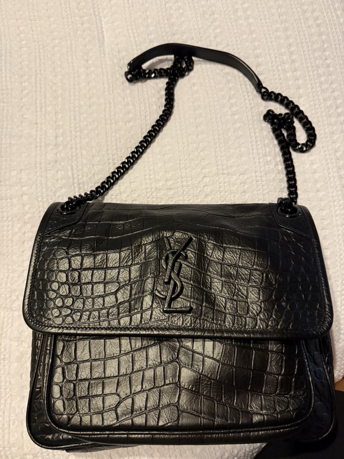 Borsa Saint Laurent Nikki media trapuntata pelle arricciata NERA nuova con etichetta