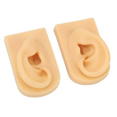 1 Pair Silicone Ear Model Light Skin Color Piercing Practice 3D Ear Model Fo URS