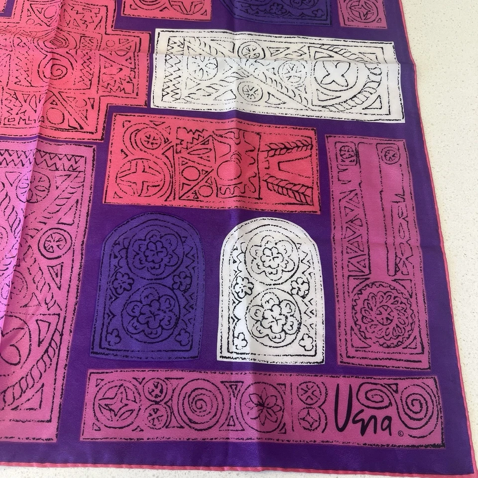 "Bufanda Vera vintage cruz abstracta cuadrada 25,5"" púrpura rosa blanco Pascua primavera" Foto 4 de 4