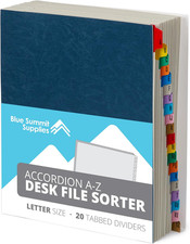 Blue Summit Expanding Desk File Sorter Organizer, Alphabetical File Organizer, D