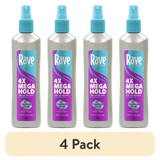 Rave 4X Mega Hold Non-Aerosol Hair Spray, All-Weather Protection Pack of 4
