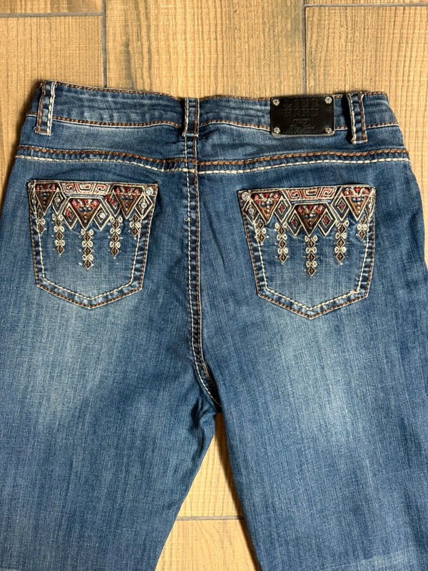 Y2K women’s straight leg jeans embellished and embroidered pockets size 16 image 6