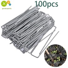 NEW 100PCS 6-Inch Landscape Staples Sod Staples Garden Stakes Square Pins Sturdy
