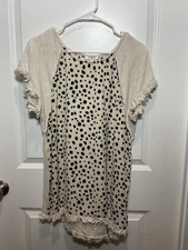 UMGEE USA Women's Dalmatian Print Fringe Top Large Summer Boutique L Everyday