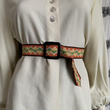 Vintage 70s Crochet Fabric Belt