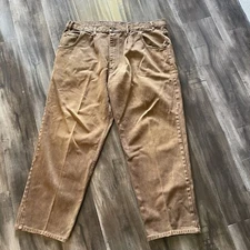 Vintage LA GATE JEANS Rustic Brown Distressed Denim Men Size 40x28 Baggy