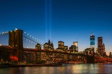 New York Skyline September 11th Memorial Lights Photo Art Print Poster 18x12