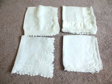 Collectible Ladies Hanky Set 4 White Crochet Lace Trim 12" NICE