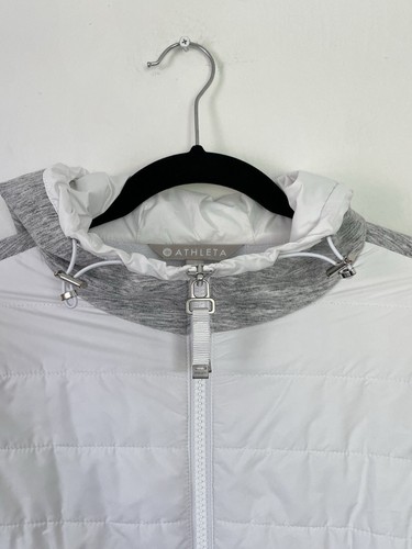 ATHLETA Cozier PrimaLoft Insulated Hoodie White Womens Small Sweatshirt Jacket - Picture 7 of 11