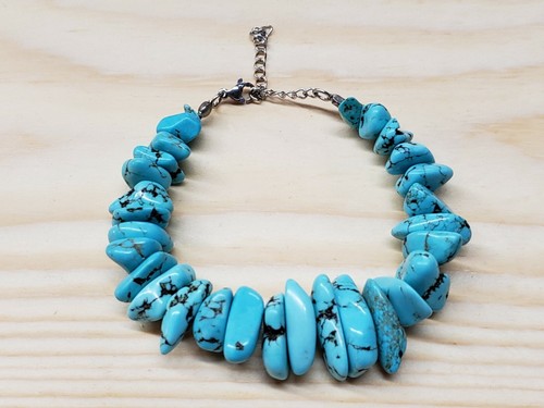 Howlite & Stainless Steel Chain Adjustable to 6"-8" Bracelet with Lobster... - Picture 3 of 5