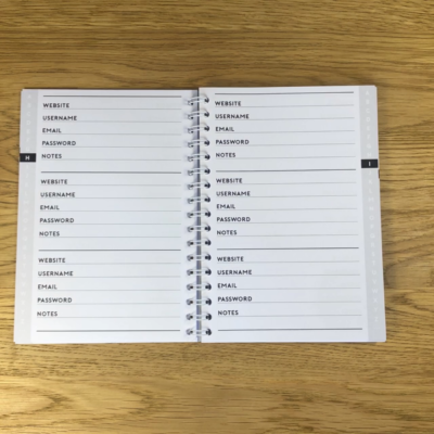 LFRANK 2-Pack Password Book – Portable Spiral Notebook With Pen, Alphabetical Tabs (3.5x4.3 Inches)