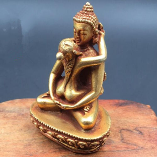 Collection exquisite Nepal miniature brass Buddha Erotic sculptures statue - Picture 4 of 5