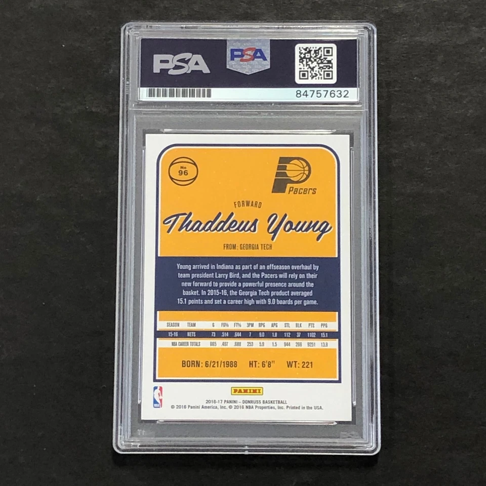 2016-17 Donruss #96 Thaddeus Young Signed Card AUTO PSA Slabbed Pacers - Image 2 of 2