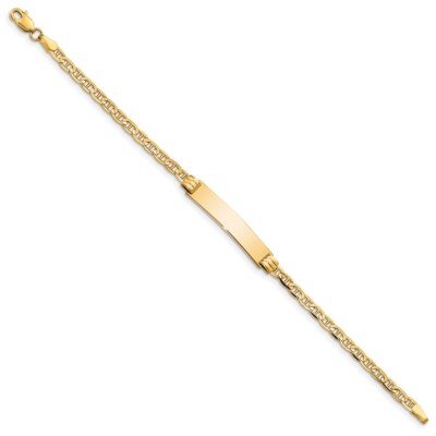 Real 10kt Yellow Gold Anchor Link ID Chain Bracelet; 6 inch