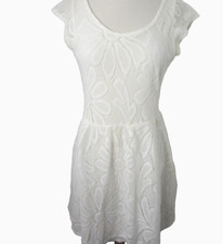 Anthropologie Deletta Fluttering Flora Mini Dress Short Sleeve White Lace sz S