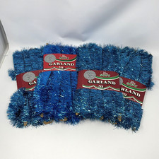 NOS Vtg Rauch UltraSoft Metallic Blue Garland 80ft 2 1/4in Christmas Tree Tinsel