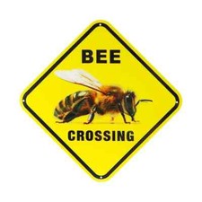 Bee Crossing 11" Metal Tin Sign caution keeper honey beekeeper xing