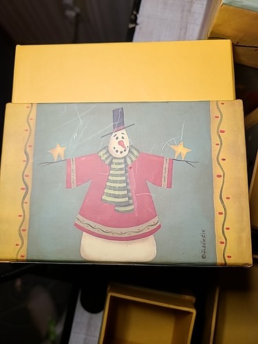 Six Nesting Boxes With Snowman And Two Stars Multiple Sizes From Large To Small - Picture 11 of 20