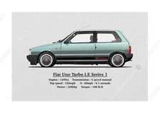 FIAT UNO TURBO I.E SERIES 1 PRINT. CLASSIC CAR. LIMITED EDITION. A3 420 x 297mm