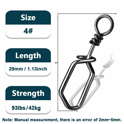 50~200Pcs Stainless Steel Coast Lock Snaps Square Fishing Clips Snap Connector - Picture 26 of 29