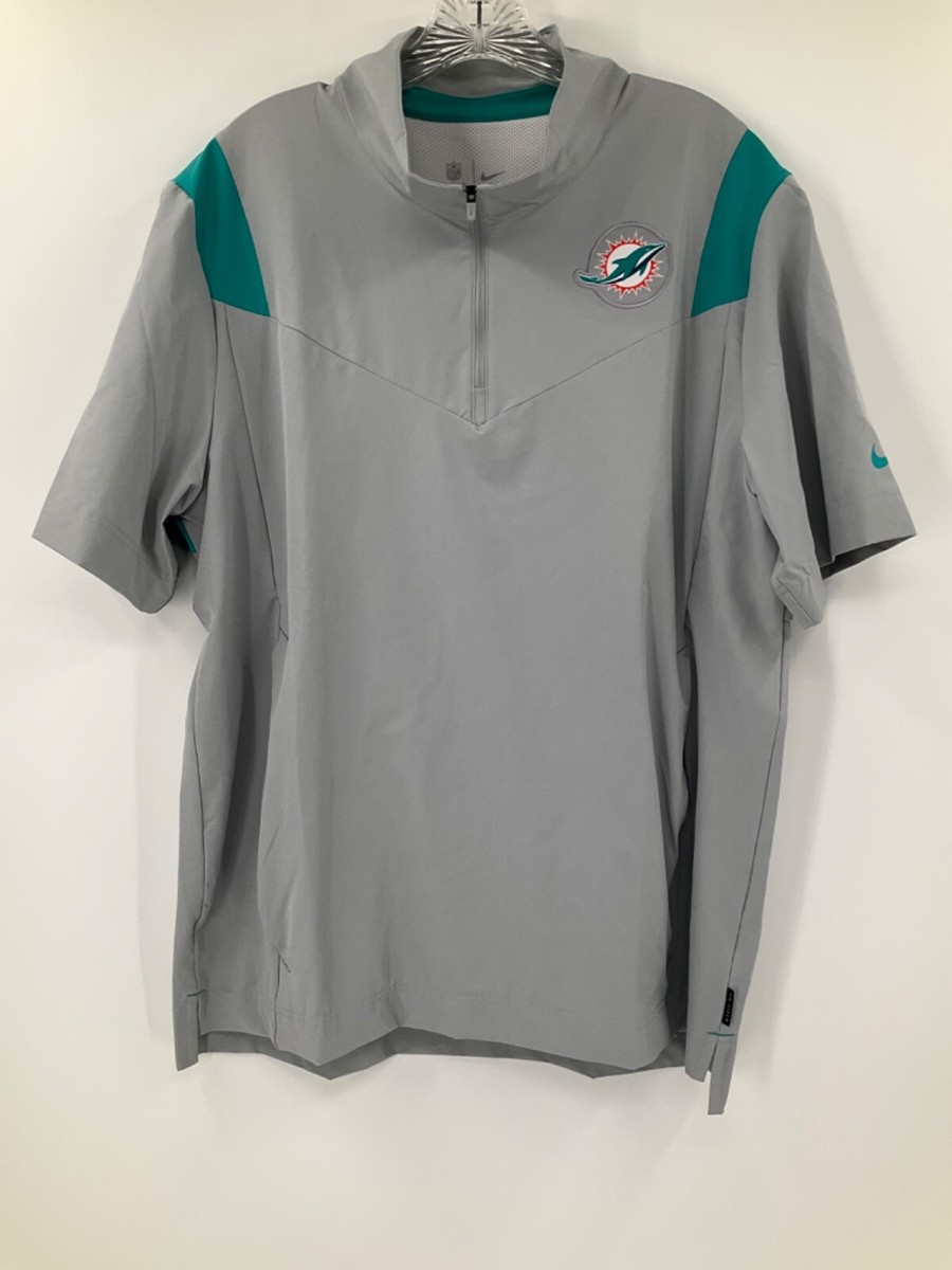 MIAMI DOLPHINS NIKE TEAM ISSUED GREY/AQUA QUARTER ZIP SHIRT BRAND NEW  SIZE:LARGE