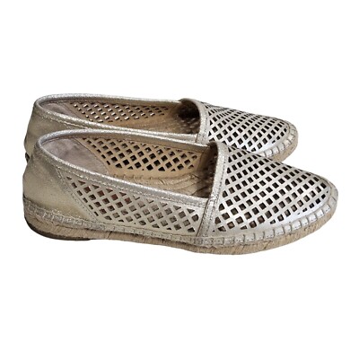 Frye Shoes Sz 7 Womens Lee A Line Perf Moccasin Espadrilles Gold Flats Loafers