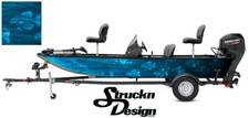 Crappie Fishing Bass Fish Boat Wrap Decal Graphic US Vinyl Black Cyan Skeletons