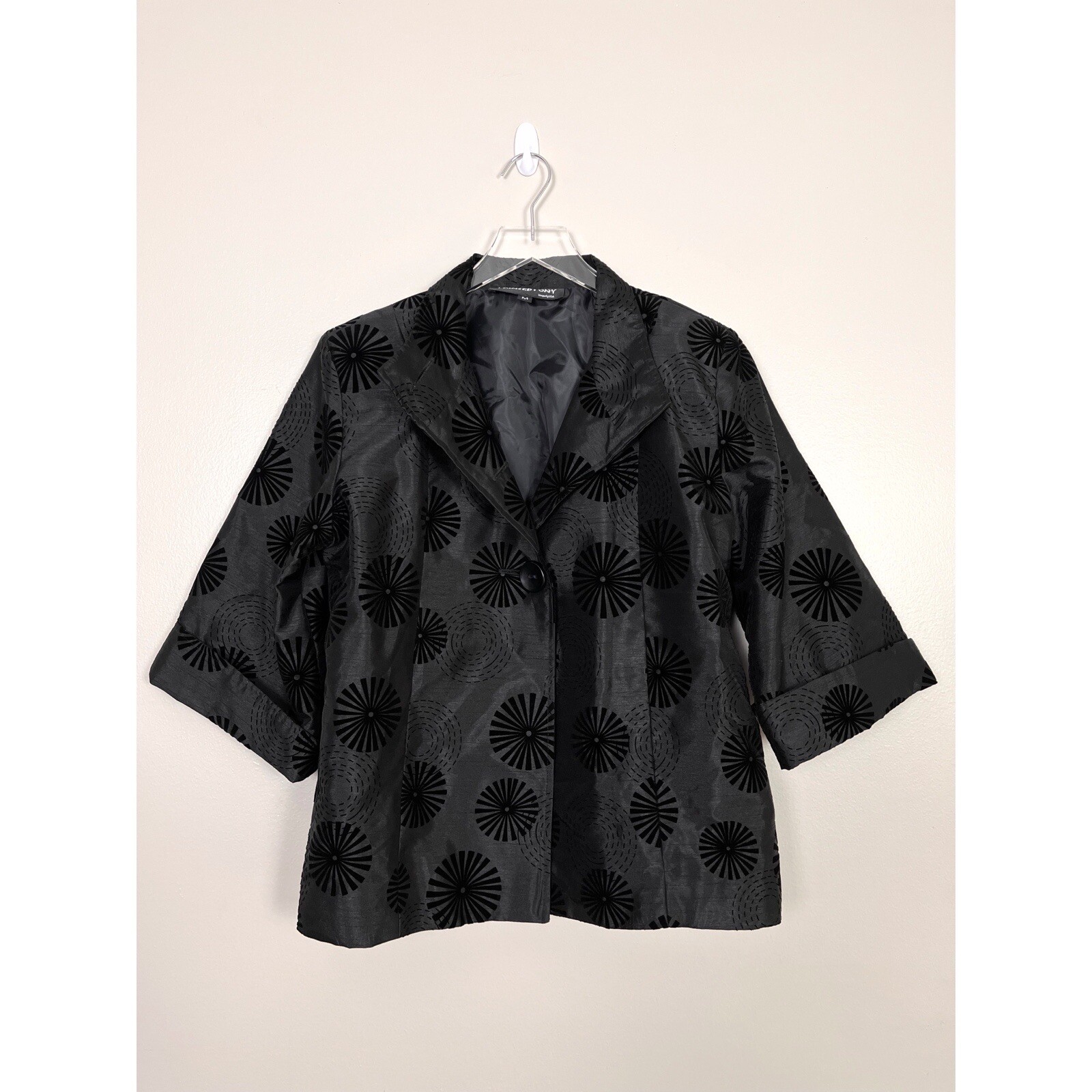 Giacca 3 bottoni Sunburst stampa velluto nero pony dipinto taglia media