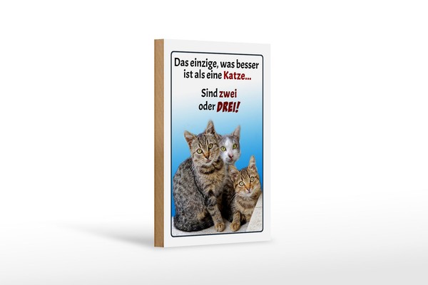 Holzschild Spruch 12X18Cm Einzige Was Besser Ist Als Katze Deko Schild-image