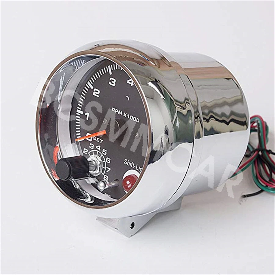 Medidor de tacómetro Chorme de 3,75" 0-8000 RPM aguja roja retroiluminación ajustable para coche Foto 4 de 4