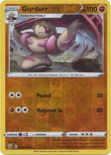 Pokemon - Gurdurr - 074/163 - Reverse Holo - Battle Styles - NM/M - New - Picture 1 of 1